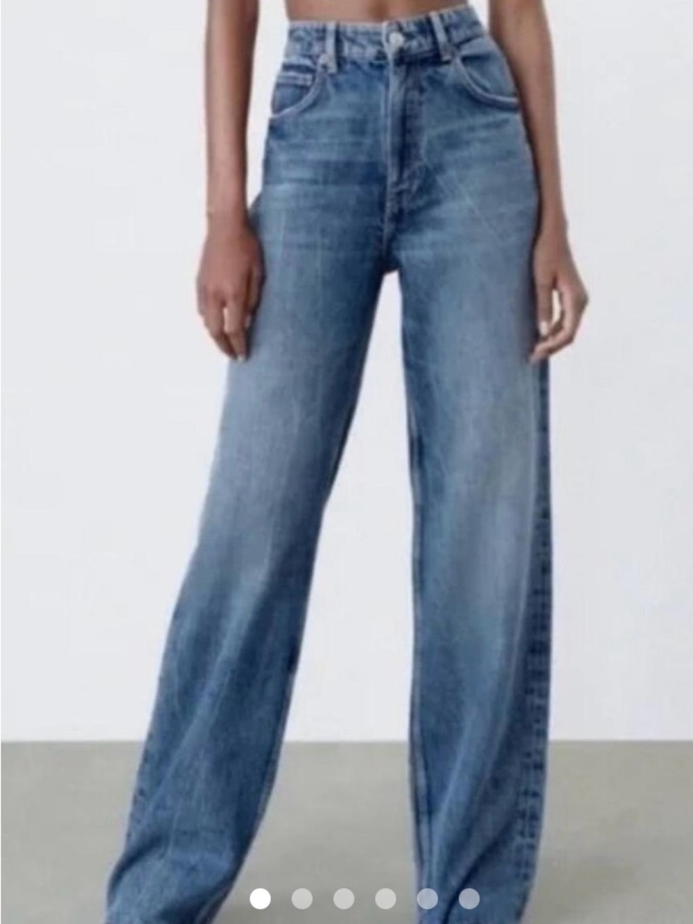 NWOT Zara Super High-Rise Wide-Leg Jeans - Mid Blue Wash